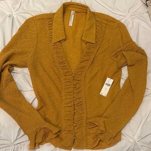 By Anthropologie Long-Sleeve Textured Buttondown Top